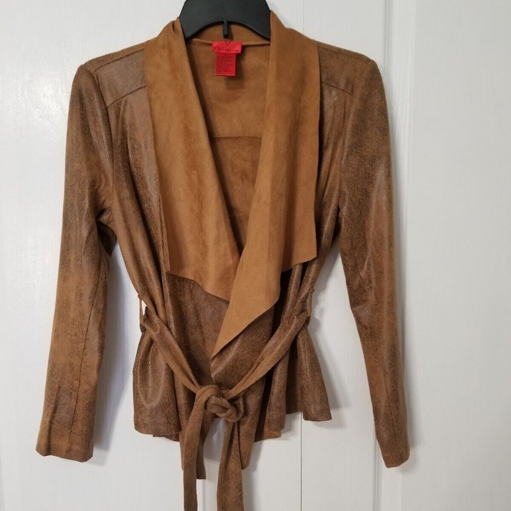 V Cristina Womens Brown Belted Jacket Size Small